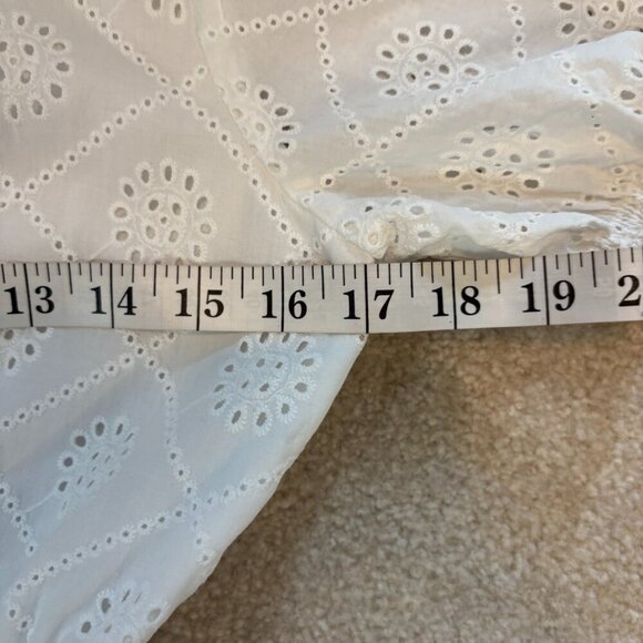 WAYF White Cotton Eyelet V-Neck Tiered Skirt Mini Dress - Size XS - Picture 7 of 12
